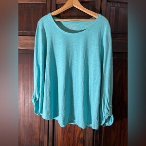 Chico's‎ Turquoise Long Sleeve Blouse